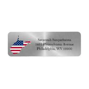 West Virginia Silver American Flag Patriotic Etiket