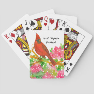 West Virginia Souvenir Bird Kardinaal Bloemen Pokerkaarten