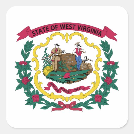 West Virginia State Flag Vierkante Sticker (Voorkant)