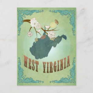 West Virginia State Map - groen Briefkaart