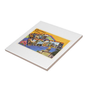 West Virginia State WV Old Vintage Travel Briefkaa Tegeltje