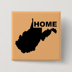 West Virginia Thuis Weg Van Staat Knop Badge Vierkante Button 5,1 Cm