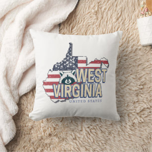 West Virginia Verenigde Staten Retro Kaart Vereni Kussen