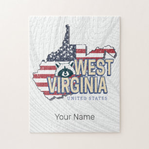 West Virginia Verenigde Staten Retro Kaart  Vereni Legpuzzel