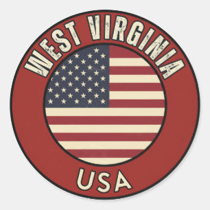 West Virginia Verenigde Staten van Amerika Ronde Sticker