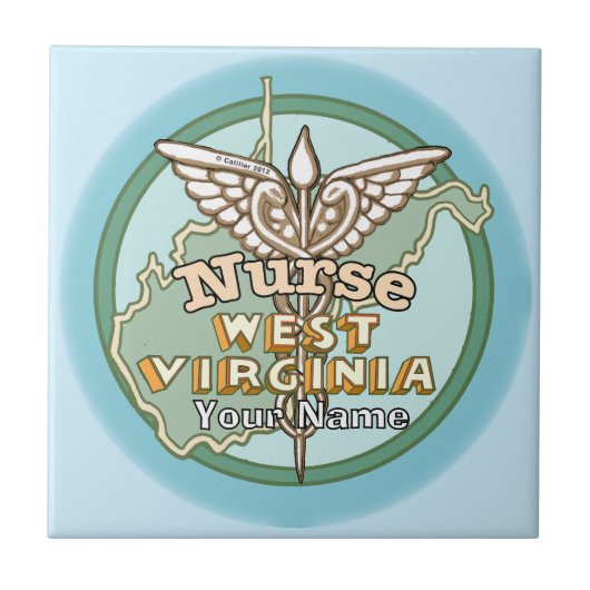 West Virginia Verpleegster Caduceus Tegeltje (Voorkant)