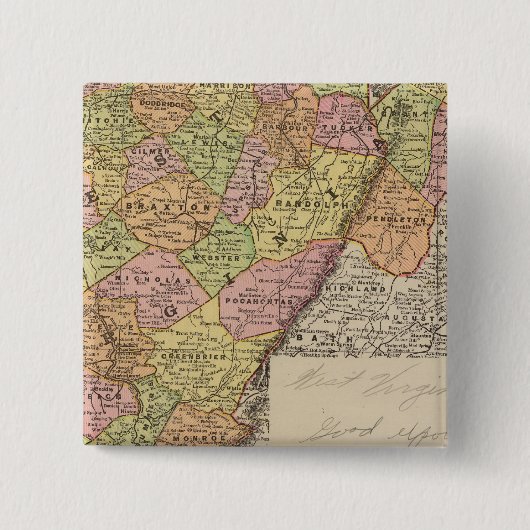 West Virginia Vierkante Button 5,1 Cm (Voorkant)