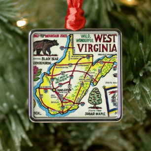 West Virginia Vintage Ansichtkaart Metalen Ornament