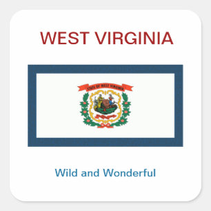 WEST VIRGINIA VLAG EN MOTTO-sticker Vierkante Sticker