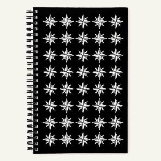 West Wind Postcards' Compass Logo Pattern Notitieboek (Voorkant)