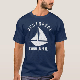 Westbrook Connecticut Zeilen Boot White Tekst A T-shirt