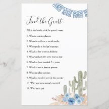 Westelijke Cactus Vind de Gast Spel Blauwe Bloemen