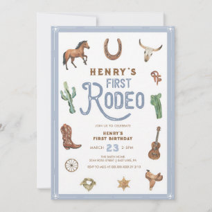 Westelijke Rodeo Eerste Verjaardag Cowboy Jongen Kaart