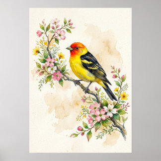 Westelijke Tanager Vogel Poster