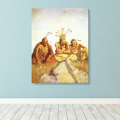  Westen, Guardians War of Peace by NC Wyeth Canvas Afdruk (Insitu (Houten vloer))