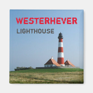 Westerhever Lighthouse, Wadden Zee, Duitsland Magneet