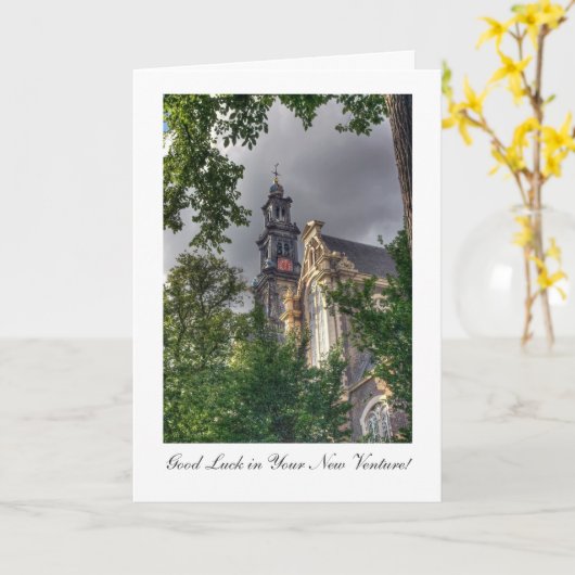 Westerkerk, Amsterdam, Good Luck in New Venture Kaart (Gele Bloem)