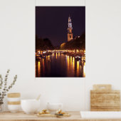 Westerkerk bij nacht in Amsterdam Poster (Keuken)