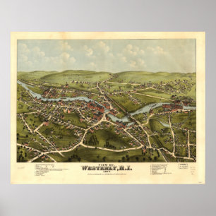 Westerly Rhode Island 1877 Antiek Panorama Poster