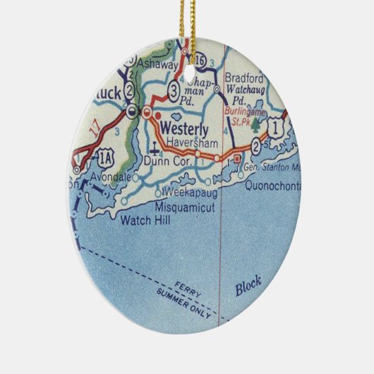 Westerly RI  Map" Keramisch Ornament (Rechts)