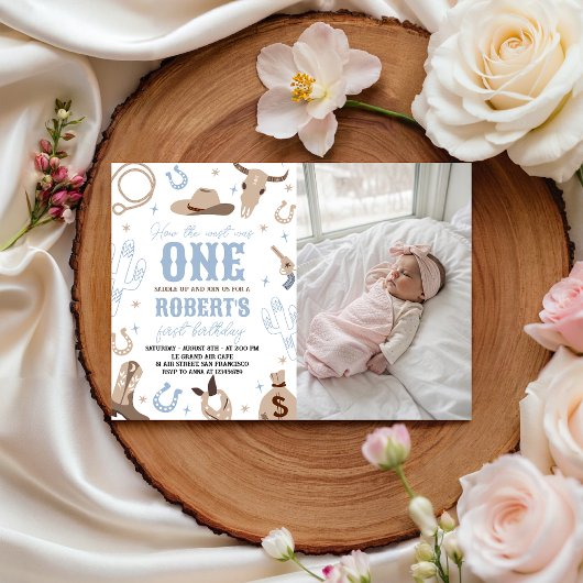 Western 1st Birthday Photo Invitation