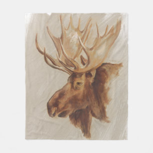 Western Amerikaans dieronderzoek Moose Portret Fleece Deken