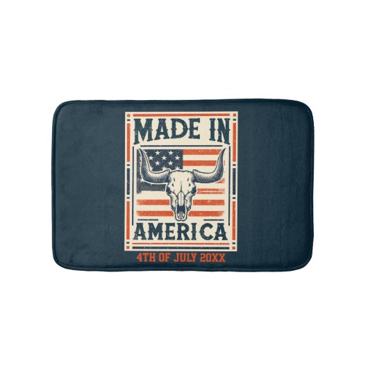 Western Amerikaans Land Koe Schedel 4 juli Badmat (Voorkant)