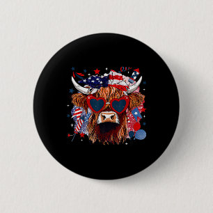 Western-Amerikaanse Koe Happy 4th of July Koe Love Ronde Button 5,7 Cm