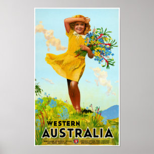 Western Australië - Poster voor herstelde Vintage-