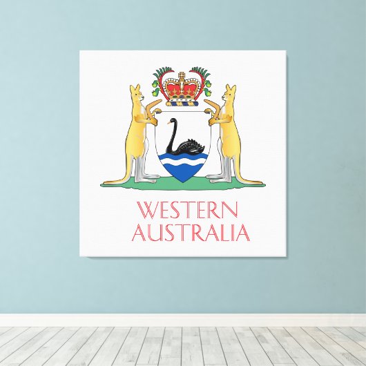 Western Australische wapenschild Canvas Afdruk (Insitu (Houten vloer))