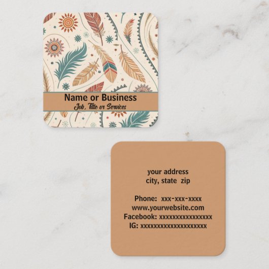 Western Aztec-ontwerp Vierkante Visitekaartje (Voorkant / Achterkant)