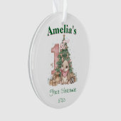Western Baby Girl First Christmas Pink Ornament (voorkant)