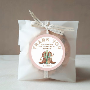 Western Baby Meisje Douche Dank u Favor Stickers