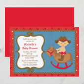 Western Baby shower Invitation Cowboy (Devant / Derrière)