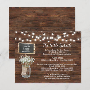 Western Baby's Breath jar mariage insérer la carte