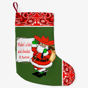 Western Bandana en Cowboy Santa Makin 'A List Kleine Kerstsok