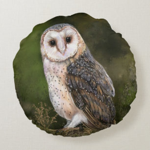 Western Barn Owl Coussin rond