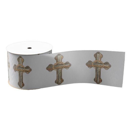 Western Barnwood Cross met touwen 3 " Grosgrain Lint (Spoel)
