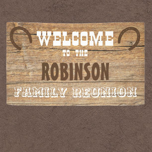 Western Barnwood Hoefijzer Family Reunion Banner