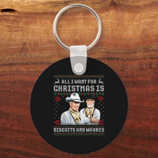 Western Biscuits And S Christmas Quote Retro Sleutelhanger (Voorkant)