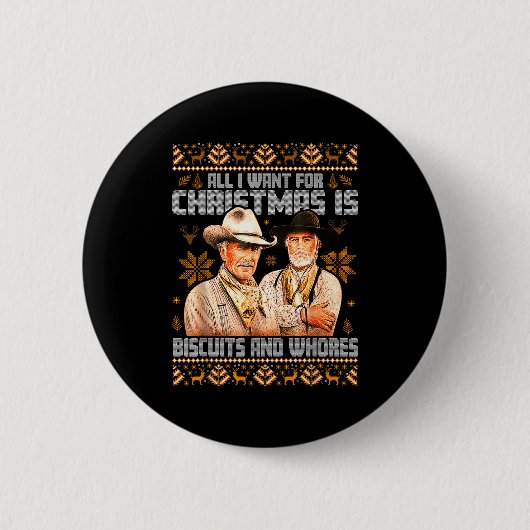 Western Biscuits And S Christmas Ugly Ronde Button 5,7 Cm (Voorkant)