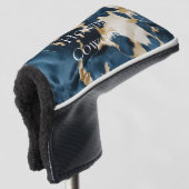 Western Blauw Bruin Goud Koeienhuid Golfheadcover (3/4 voorkant)