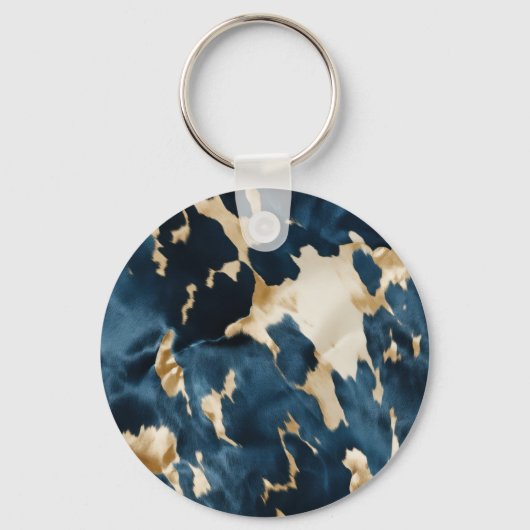Western Blauw Bruin Goud Koeienhuid Sleutelhanger (Achterkant)
