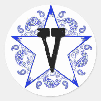 Western Blauw "V" Mongoram Sticker