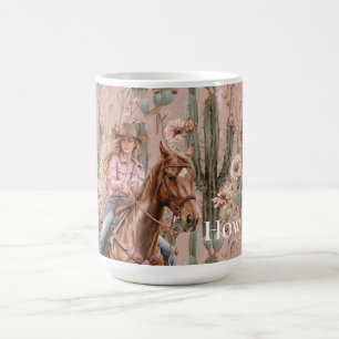 Western Blond Cowgirl Roze Cactus Bloemen Koffiemok
