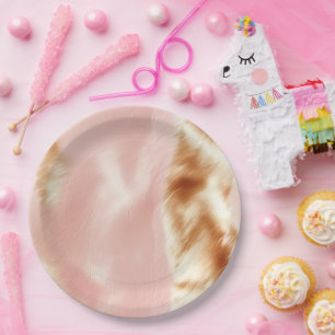 Western Blush Roze Bruin Koeienhuid Papieren Bordje