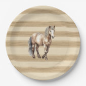 Western Boerderij Cream Stripes Paardenverjaardag Papieren Bordje (Voorkant)