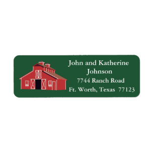 Western Boerderij Ranch Red Barn Return-adres Etiket