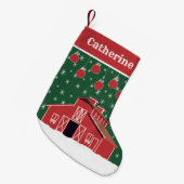 Western Boerderij van Rode Barn Ranch Kleine Kerstsok (Voorkant (Hangend))