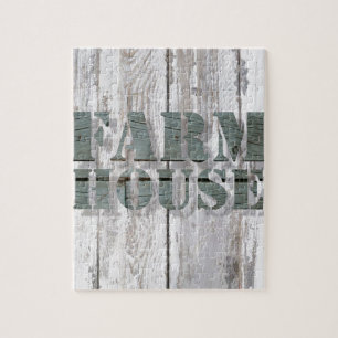 western boerenbedrijf met witgewassen hout legpuzzel